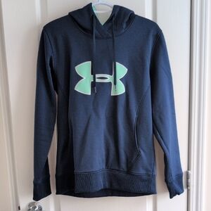 Under Armour Dark Blue Hoodie with Light Green Logo
